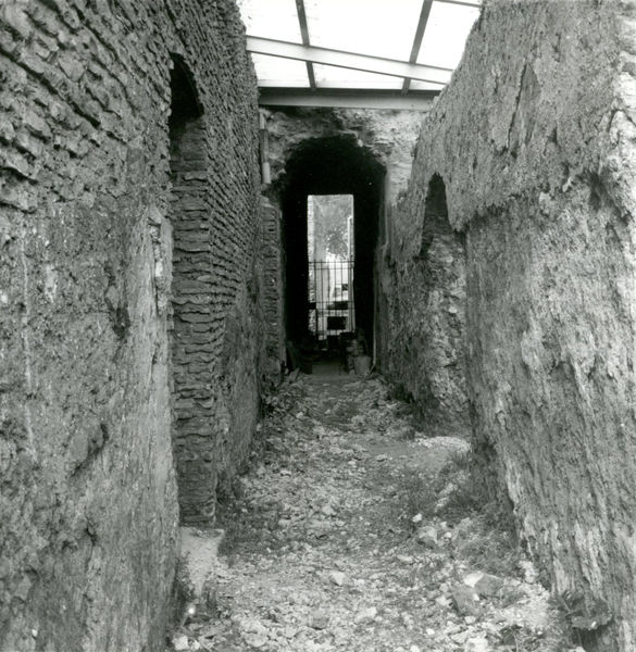 002767 - restauro - Casa di Livia, peristilio: danni con crollo di relativo paramento murario. Aprile 1967

Neg. serie Film 101 nÂ° 9