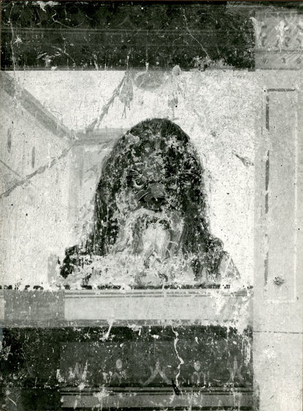 001887 - monumento - Casa di Augusto, "Stanza delle maschere" c.d.: pittura parietale in secondo stile pompeiano, in situ.
Bibliografia: Musatti, G. "Casa di Augusto sul Palatino. L'intervento di restauro e considerazioni sulla decorazione pittorica" in Bollettino d'Arte 2, aprile-giugno 2009 (serie VII) pp. 21 e ss. /  Iacopi, I. "La Casa di Augusto, le pitture" Electa 2007 

Neg. serie F nÂ° 2833