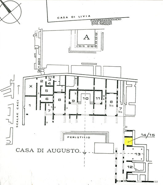 002019 - elaborato grafico - Casa di Augusto, ambiente 14, cubicolo inferiore: pianta.