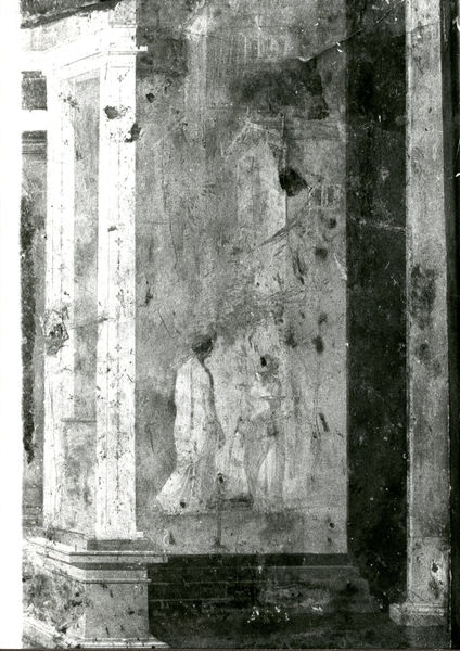 002027 - monumento - Casa di Augusto, cubicolo inferiore, ambiente 14: pittura parietale in secondo stile pompeiano, in situ.
Bibliografia: Musatti, G. "Casa di Augusto sul Palatino. L'intervento di restauro e considerazioni sulla decorazione pittorica" in Bollettino d'Arte 2, aprile-giugno 2009 (serie VII) pp. 21 e ss. /  Iacopi, I. "La Casa di Augusto, le pitture" Electa 2007 

Neg. serie Film 648 nÂ° 29