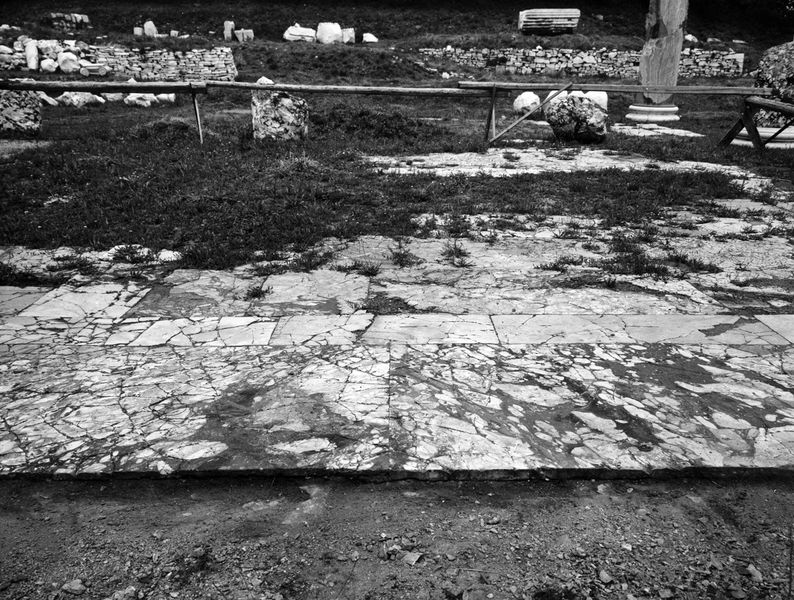 011400 - monumento - Basilica Emilia, pavimento in lastre marmoree dell'Aula della basilica. Giugno 1968. Neg. serie 9x12 nÂ°775