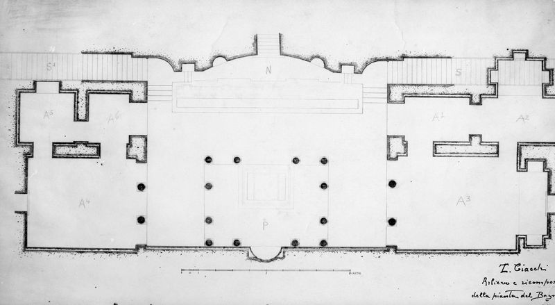 005488 - elaborato grafico - Palatino, Domus Transitoria, pianta di T. Ciacchi; neg. serie C nÂ° 500 e 501