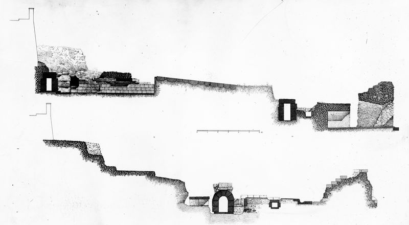 018976 - elaborato grafico - Foro Romano, Volcanal, sezione della zona tra i Rostri e Via della Consolazione (la I in corrispondenza del fianco sinistro del Tempio della Concordia); serie E, n. 2390. N. inv. 3107