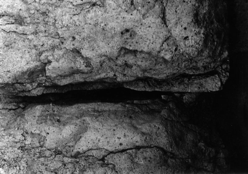 000076 - monumento - Palatino, Roma quadrata, Scalae Caci, muratura del lato occidentale, particolare di un blocco di tufo: Film n. 2462