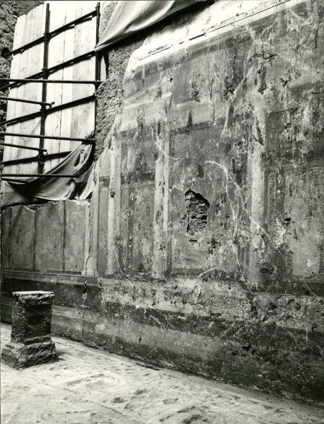 001981 - restauro - Casa di Augusto, Oecus, ambiente 13, pittura parietale in secondo stile pompeiano, ricollocata in situ su pannelli nel 2000.
 Bibliografia: Musatti, G. "Casa di Augusto sul Palatino. L'intervento di restauro e considerazioni sulla decorazione pittorica" in Bollettino d'Arte 2, aprile-giugno 2009 (serie VII) pp. 24 e ss. / Iacopi, I. "La Casa di Augusto, le pitture" Electa 2007 
 Neg. serie 9x12 nÂ° 1355