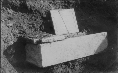  - Foro Romano. Curia. Scavo del fronte rivolto verso il Comizio. Rinvenimento di un sarcofago e di una lastra con iscrizione.