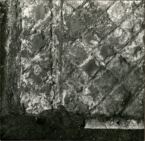 002553 - monumento - Casa di Augusto, zona antistante il vano 9 (ambiente B): impronte nella malta di un pavimento in opus sectile a modulo rombico con motivo a rombi listellati. 
Senza negativo
