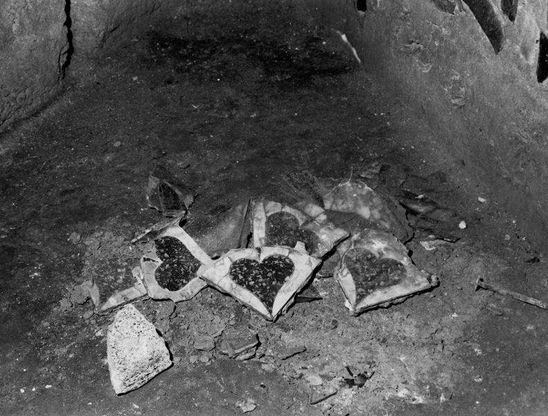 005859 - monumento - Domus Transitoria, tentativo di asportazione delle tarsie del rivestimento in opus sectile pavimentale. Anno 1972. Foto eseguite dai fotografi delle Terme. Senza negativo
