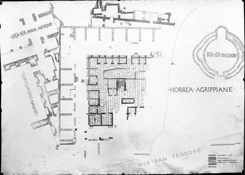 015430 - elaborato grafico - Foro Romano, Horrea Agrippiana, pianta dello scavo, rilievo di Maria Barosso; neg. serie E, n. 1853