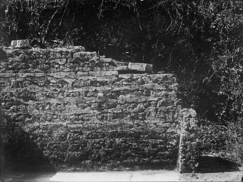 015461 - monumento - Foro Romano, Horrea Agrippiana, muro di epoca tarda alla destra dell'edicola del genio; neg. serie E, n. 1063