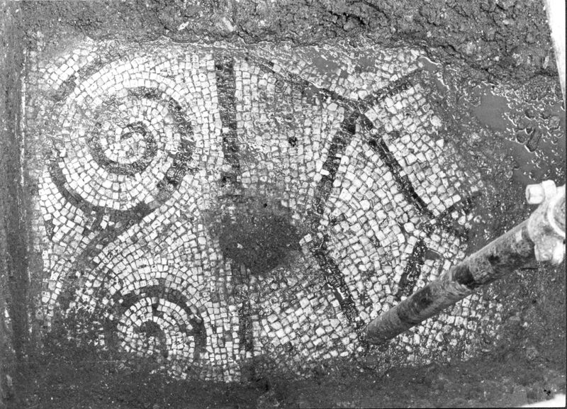 015519 - elaborato grafico - Foro Romano, Horrea Hagrippiana, mosaico M1, cortile della chiesa (1979); FILM n. 965