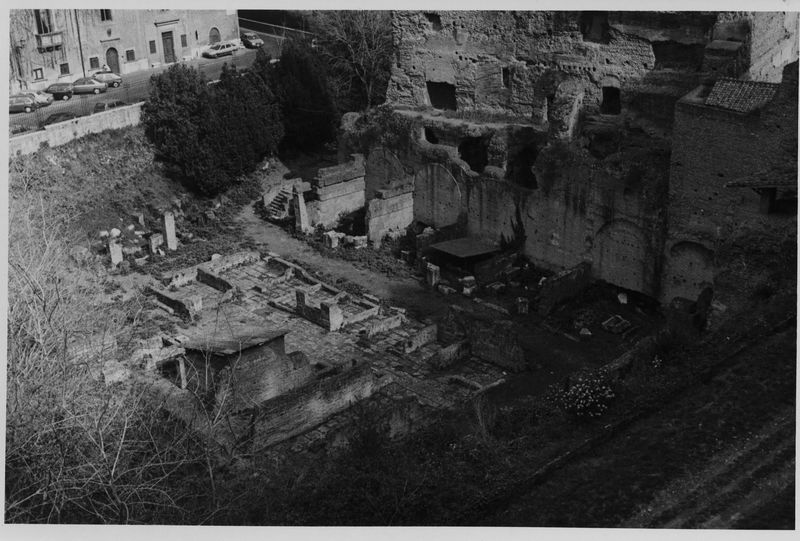 015521 - monumento - Foro Romano, Horrea Hagrippiana, veduta dal Bastione Farnesiano (marzo 1993); neg. serie 6x6, n. 19370