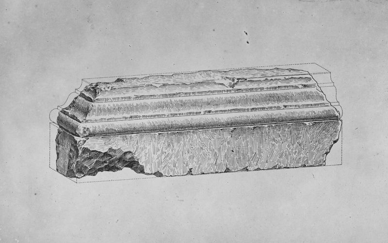 020751 - elaborato grafico - Foro Romano, Arco di Tiberio, disegno prospettico e ricostruttivo di un frammento di cornice; senza negativo, FILM n. 1250
