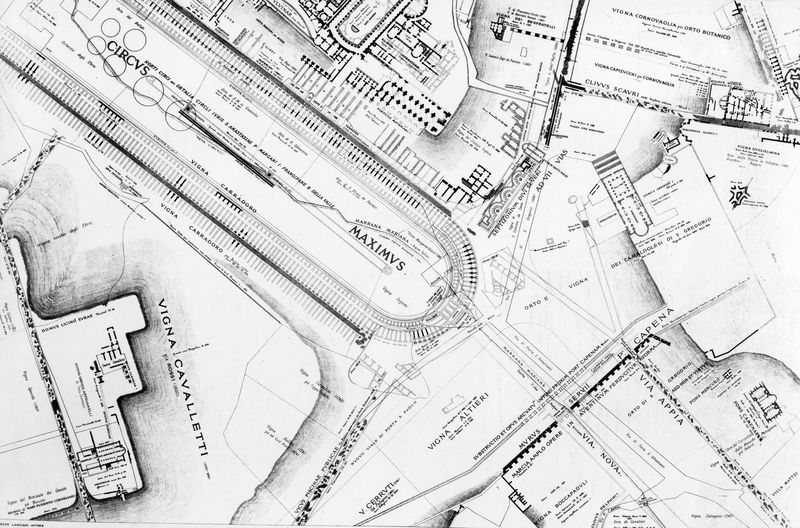 016204 - elaborato grafico - Piante di Roma, pianta del Lanciani della Forma Urbis, la zona del Circo Massimo; senza negativo