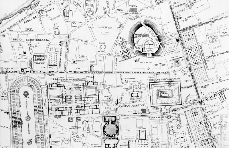 016203 - elaborato grafico - Piante di Roma, pianta del Lanciani della Forma Urbis, l'area centrale del Campo Marzio; senza negativo