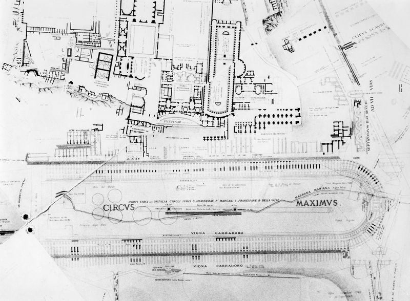 016205 - elaborato grafico - Piante di Roma, pianta del Lanciani della Forma Urbis, la zona del Circo Massimo; FILM n. 1668