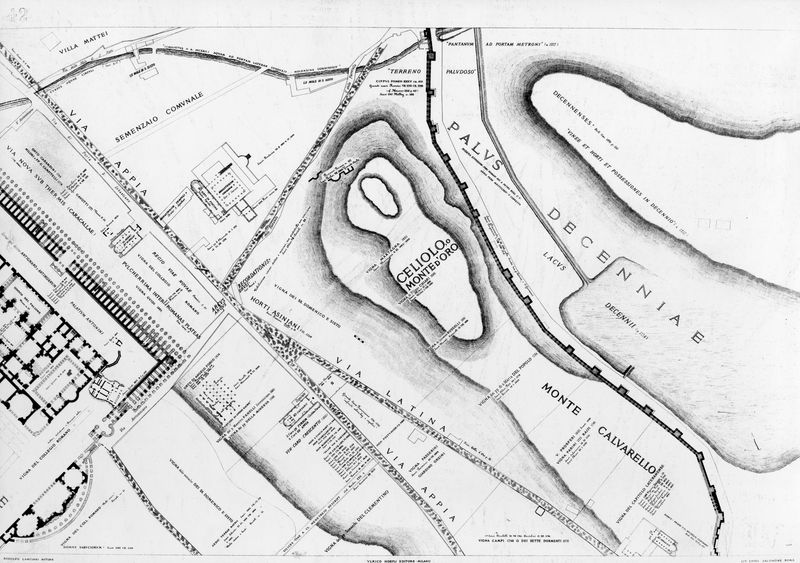 016206 - elaborato grafico - Piante di Roma, pianta del Lanciani della Forma Urbis, l'area delle Terme di Caracalla; senza negativo