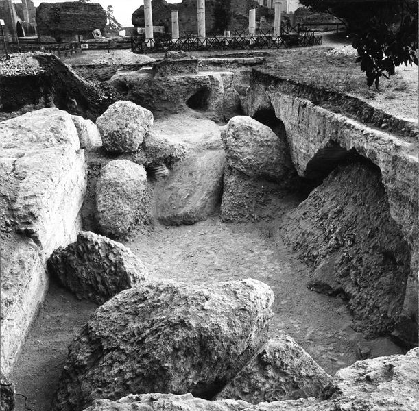 C002302 - restauro - Colosseo, ingresso nord, primo ordine, particolare della decorazione in stucco presente sull'intradosso della volta durante il restauro; neg. serie L, n. A 36
