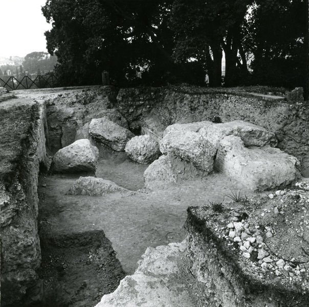 C002303 - restauro - Colosseo, ingresso nord, primo ordine, particolare della decorazione in stucco presente sull'intradosso della volta durante il restauro; neg. serie L, n. A 37