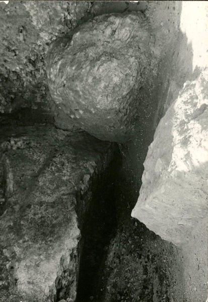 C002306 - restauro - Colosseo, ingresso nord, primo ordine, particolare della decorazione in stucco presente sull'intradosso della volta durante il restauro (foto 22/07/1986); neg. serie L, n. A 40