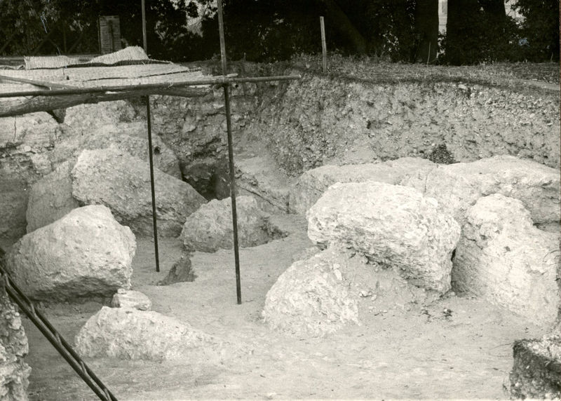 C002319 - scavo archeologico - Veduta da est dell'area degli ipogei durante gli scavi del 1938 (foto Accademia Americana); neg. serie I, n. 238