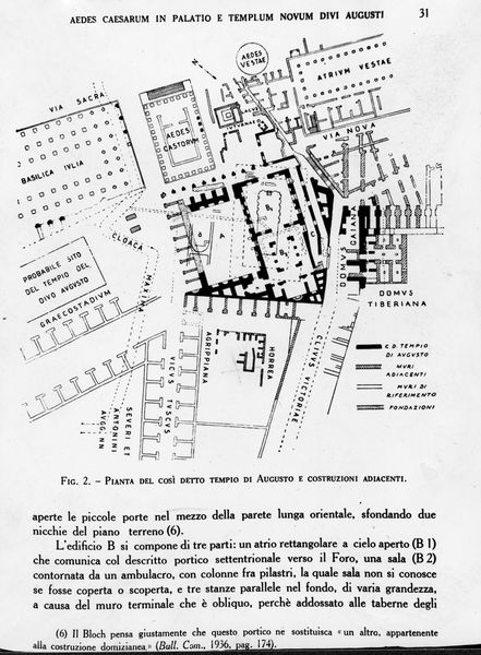022023 - elaborato grafico - Foro Romano, c.d. Tempio di Augusto, pianta del atrio del palazzo imperiale (dal Boll. Com. 1941, pag. 31); neg. serie FILM 98, n. 35