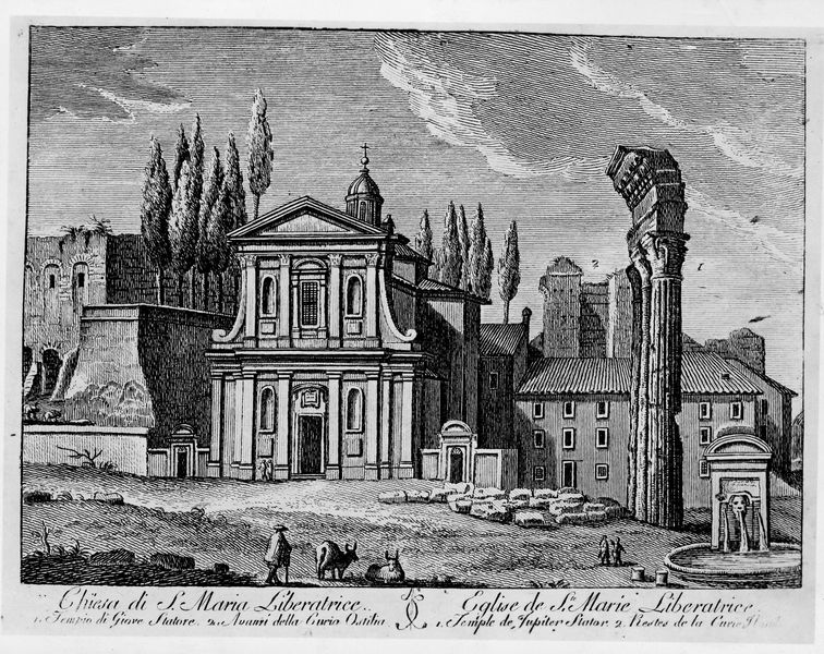 016538 - elaborato grafico - Foro Romano, Chiesa di S. Maria Liberatrice (ex), incisione in rame 145 x 197, sec. XVIII (Roma XI - 65 - 7, Collezione Lanciani); neg. serie F, n. 2394