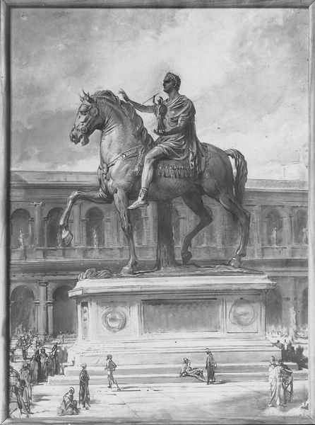 013682 - elaborato grafico - Foro Romano, Equus Domitiani, studio di ricostruzione, schizzo di Pagliaghi; neg. serie E, n. 409/607