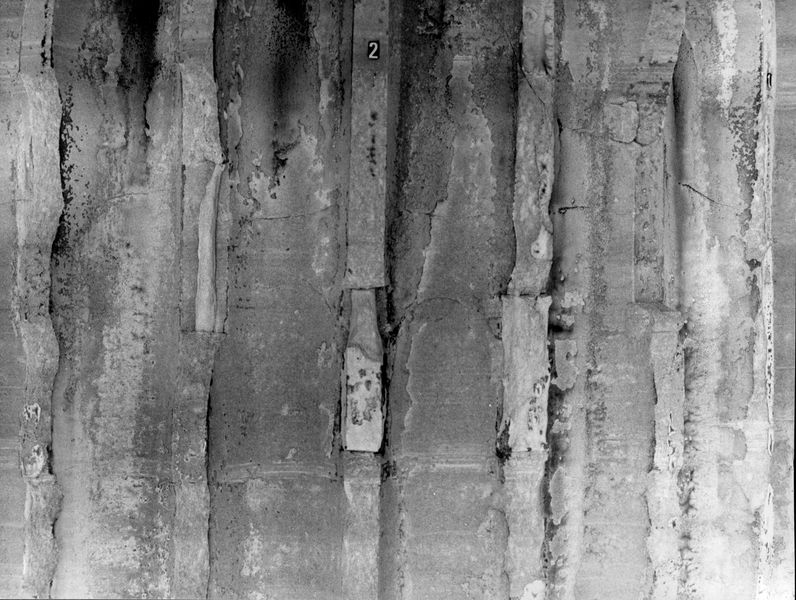 012775 - monumento - Foro Romano, Colonna di Foca, lo stato di conservazione prima dell'intervento del 1982, particolare del fusto; FILM 996