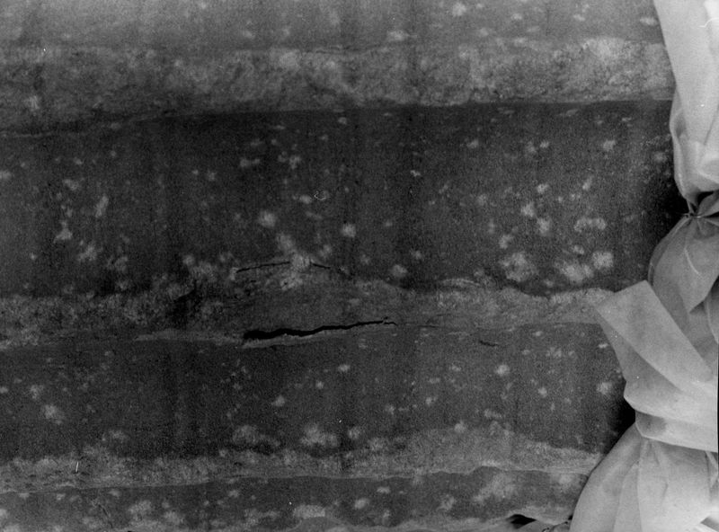 012784 - monumento - Foro Romano, Colonna di Foca, lo stato di conservazione prima dell'intervento del 1982, particolare del fusto; FILM 996