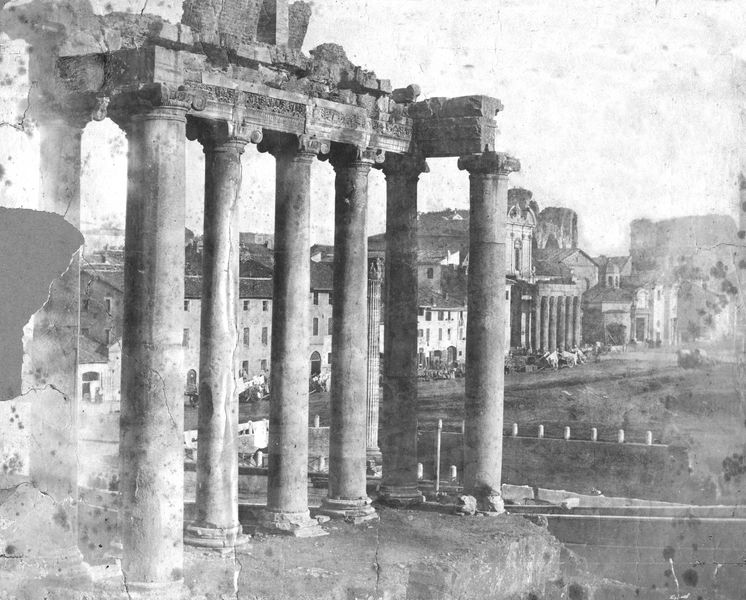 017046 - monumento - Foro Romano, Tempio di Saturno, veduta dal Tabularium, alla fine dell'800; senza negativo