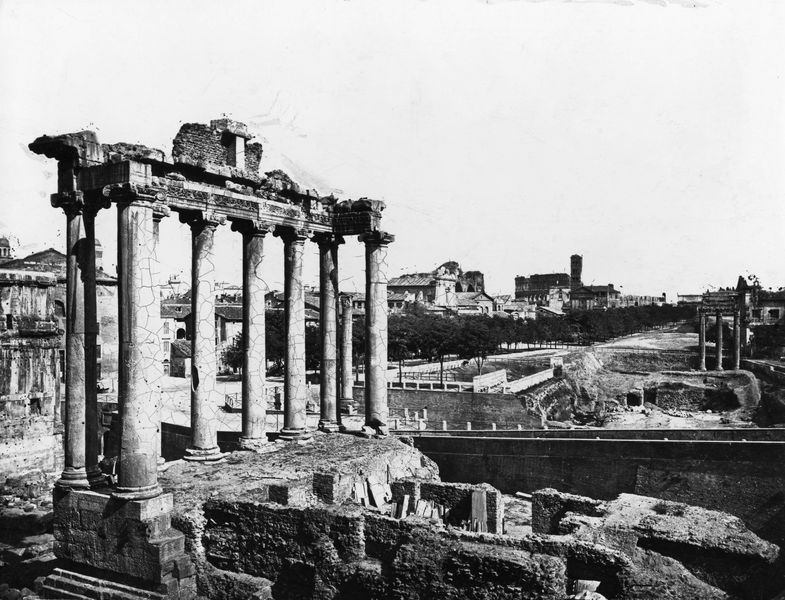 017049 - monumento - Foro Romano, Tempio di Saturno, veduta dal Tabularium, ripresa del 1870 circa; neg. serie 21x27, n. 43. Inv. n. 7620