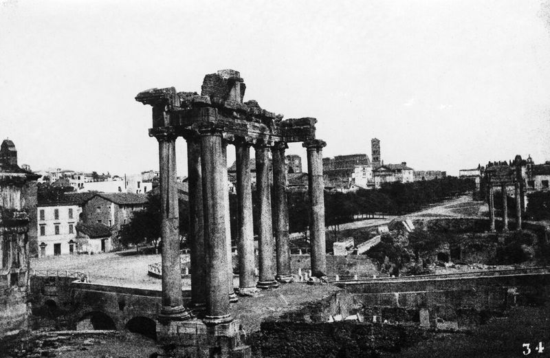 017050 - monumento - Foro Romano, Tempio di Saturno, veduta dal Tabularium, lato nord-est, prima del 1880; Gab. Fot. Naz.