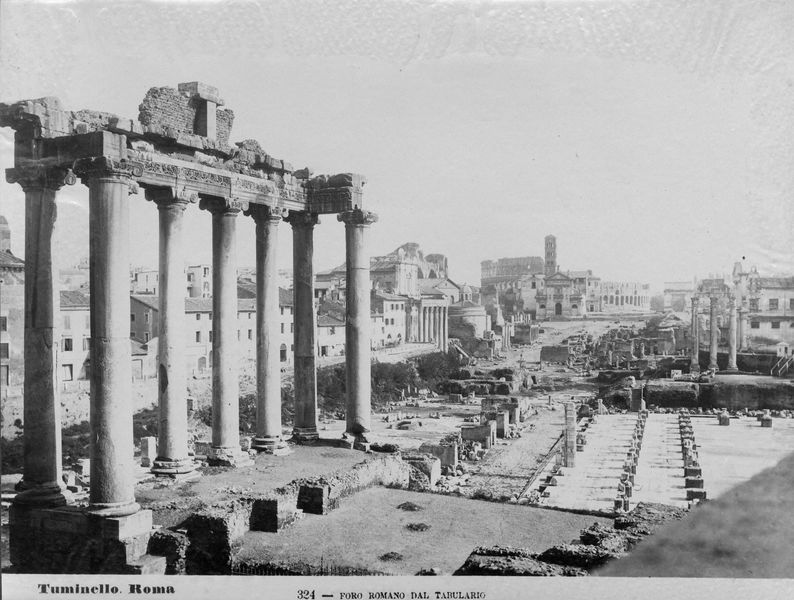 017059 - monumento - Foro Romano, Tempio di Saturno, veduta dal Tabularium, dopo il 1880; senza negativo