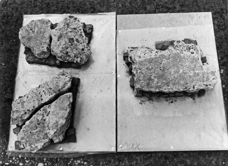 018950 - restauro - Foro Romano, Vicus Tuscus, rimozione del pavimento in laterizi; FILM n. 1954