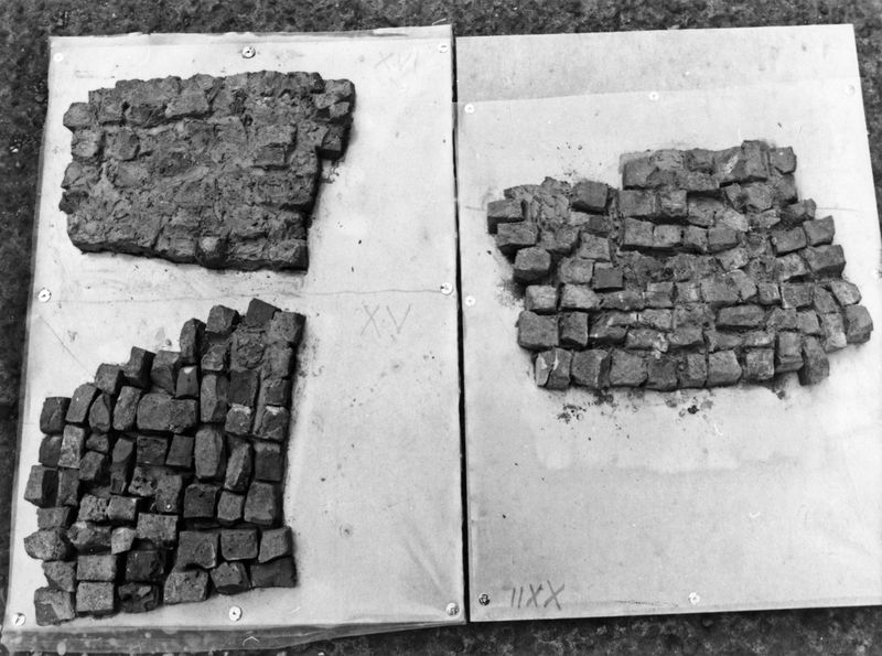 018952 - restauro - Foro Romano, Vicus Tuscus, rimozione del pavimento in laterizi; FILM n. 1954