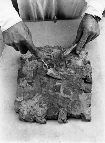 018955 - restauro - Foro Romano, Vicus Tuscus, rimozione del pavimento in laterizi; FILM n. 1954