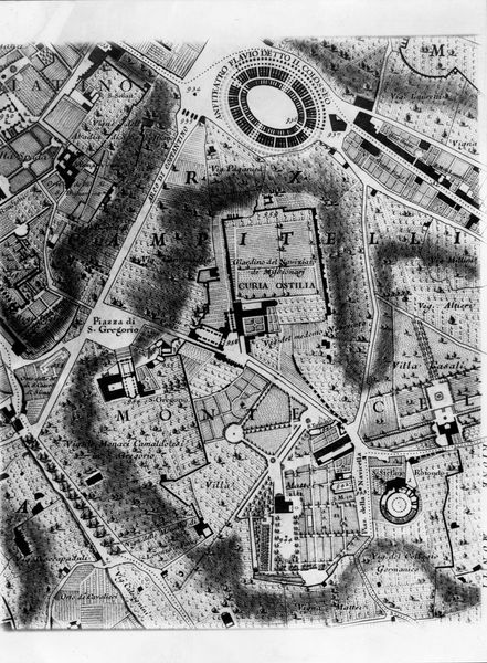 C001130 - monumento - Colosseo, versante settentrionale, summa cavea, particolare di elementi architettonici di recupero (cornici e fusti) inseriti nella muratura dell'Attico; neg. serie I297