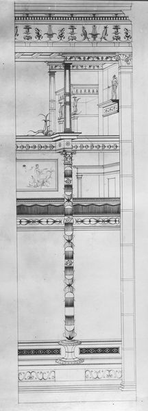 001612 - elaborato grafico - Aula Isiaca, rappresentazione dell'estremitÃ  destra della parete lunga, realizzato dall'Architetto Moretti G. nel 1912. Neg. serie C nÂ° 464
