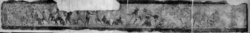019193 - reperto - Museo Nazionale Romano, pitture del Colombario dell'Esquilino, lato sud, costruzioni di mura e scene di combattimento (dono Dr. Nash); Fototeca Accademia Americana, Nr. 6646, 6647, 6648, 6649