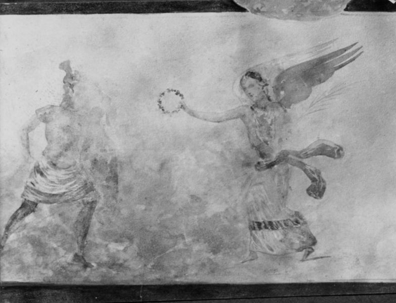 019181 - reperto - Museo Nazionale Romano, pittura dell'Esquilino, costruzione di mura e scene di combattimento;