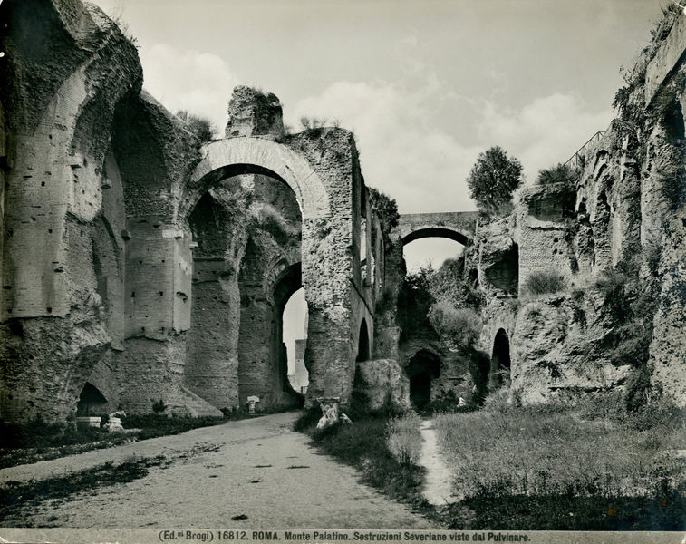 001575 - monumento - Veduta arcate severiane e fronte Sud delle Terme
