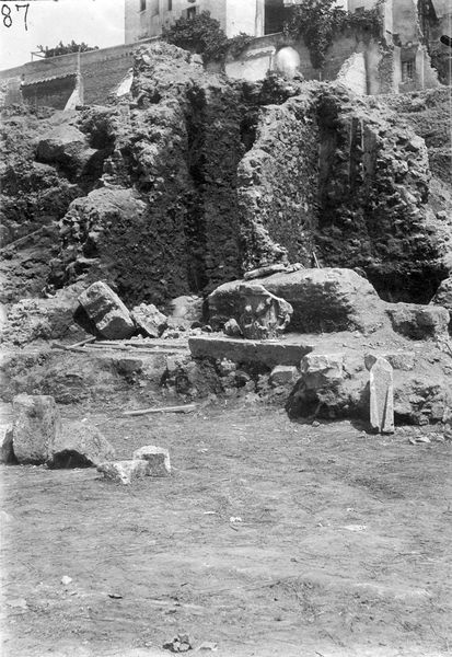 011453 - scavo archeologico - Basilica Emilia, scavi del 1899, particolare della fronte verso il Foro. Neg. serie F nÂ°43