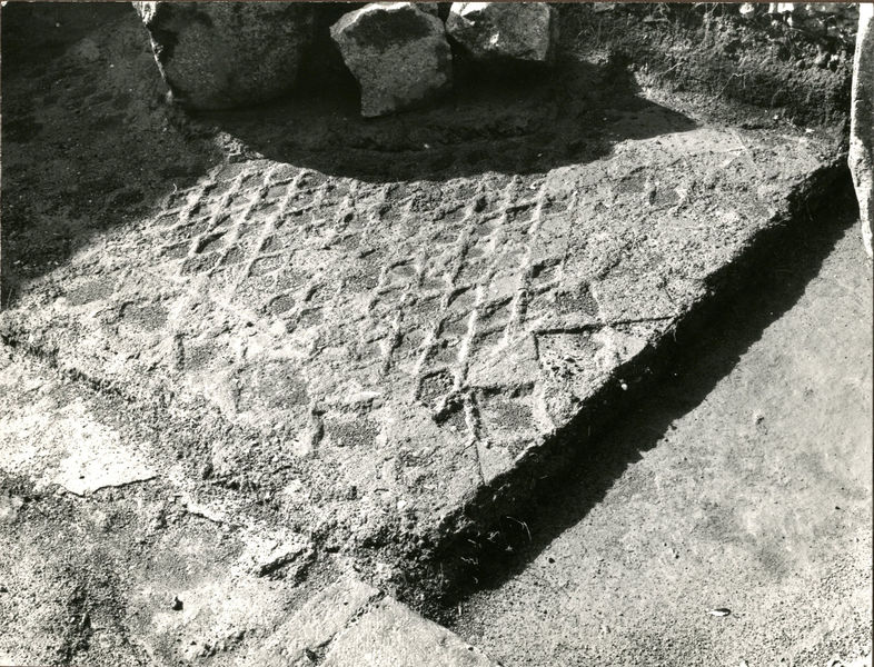 002538 - monumento - Casa di Augusto, vano 3: impronte nella malta di un pavimento in opus sectile a modulo rombico con motivo a rombi listellati (?). Attualmente manca la bibliografia di riferimento.
Senza negativo