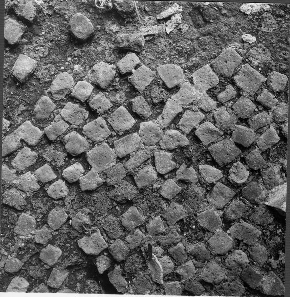 003409 - monumento - Domus Augustana, peristilio inferiore: ambienti sottostanti presso il lato Sud, particolare della muratura; senza negativo