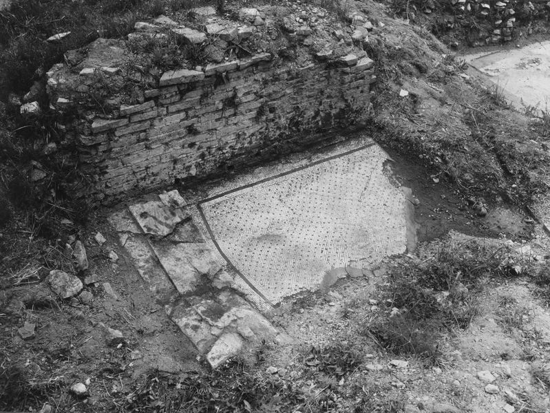 003655 - monumento - Domus Flavia, aula regia: particolare del del lato Sud-Est, ambiente con mosaico