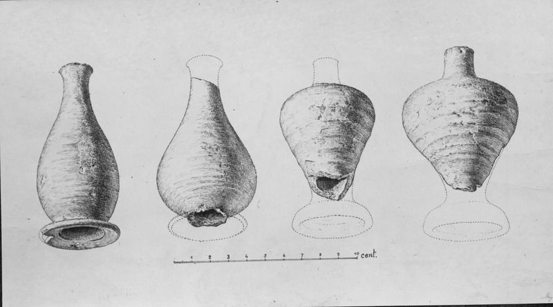 016998 - elaborato grafico - Vasetti fittili dalla Via Sacra in un disegno di Migliorati; neg. serie F, n. 583