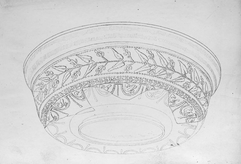017004 - elaborato grafico - Coppa di terra sigillata dalla casa repubblicana della Velia in un disegno di M. Barosso; neg. serie F, n. 594