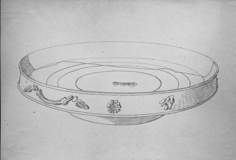 017005 - elaborato grafico - Patera di terra sigillata dalla casa repubblicana della Velia in un disegno di M. Barosso; neg. serie F, n. 596