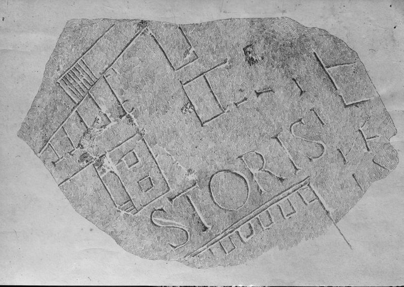 016977 - reperto - Rappresentazione della zona in un frammento della Forma Urbis (Antiq. Comunale) (N.S. 1901, p. 62) neg. serie F, n. 586